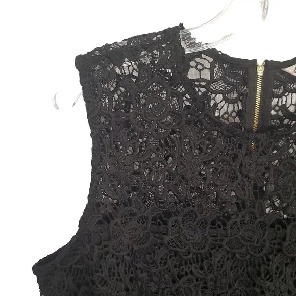Nanette Lepore NWT Size L Top Blouse Floral Lace Overlay Sleeveless Lined Black - Picture 4 of 9